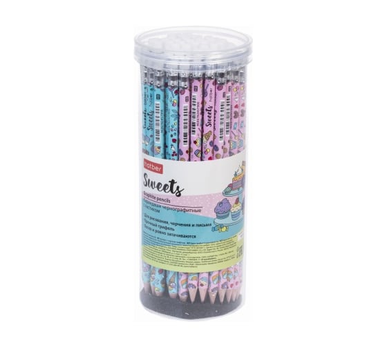 Чернографитный карандаш HATBER круглый корпус, 72 шт., Sweets 076497