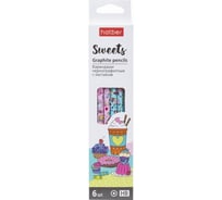 Набор чернографитных карандашей HATBER круглый корпус, 6 шт., Sweets 076494