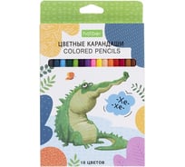 Карандаши цветные HATBER ECO 18 цветов ZOO заточенные 084392
