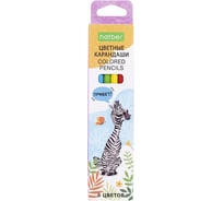Карандаши цветные HATBER ECO 6 цветов ZOO заточенные 084390
