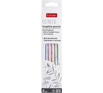 Карандаш чернографитный HATBER набор круглый корпус 6 шт Sense 071066