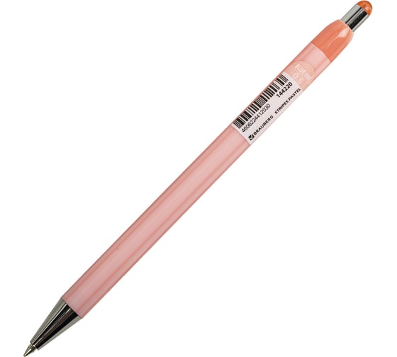 Ручка шариковая автоматическая BRAUBERG Stripes Pastel, СИНЯЯ, корпус ассорти, линия 0,3мм, 144220