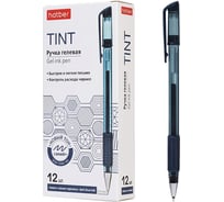 Ручка гелевая HATBER Tint темно-синяя, 0,5 мм, с резиновым грипом, 12 шт., в картонной коробке 083464
