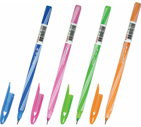 Ручка шариковая Staff CANDY NEON СИНЯЯ, игольчатый узел 0,6мм, линия 0,3мм 144234