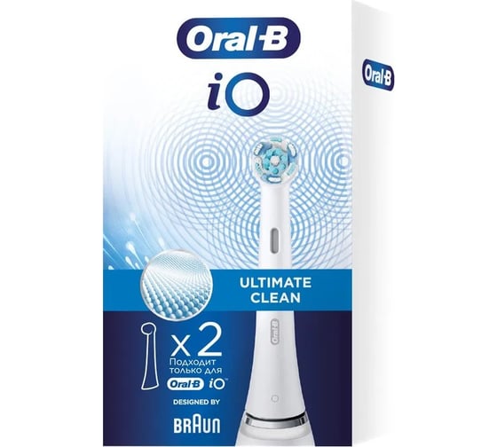 Насадки для электрической зубной щетки Oral-B iO Ultimate Clean White, 2 шт, для тщательного удаления налета 0053019412