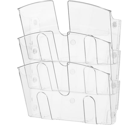 Горизонтальный прозрачный настенный дисплей Attache 3 отделения, А4 87670