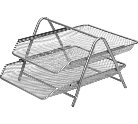 Горизонтальный лоток для бумаг Attache двухуровневый, металлическая сетка, 356x278x53м, серебряный 383695