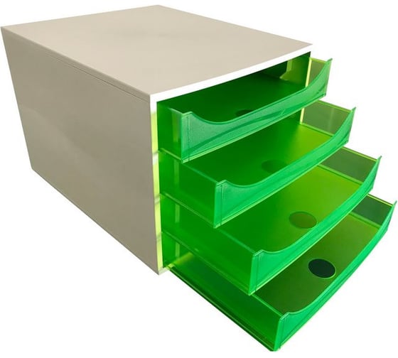 Бокс с выдвижными лотками Attache Selection 4 отделения, серый/зеленый 228697D 833530