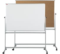 Вращающаяся пробковая магнитно-маркерная доска Attache на роликах, белая 1023836