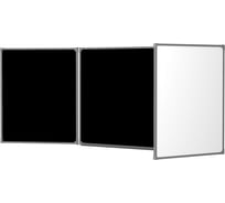 Трехэлементная магнитно-комбинированная меловая доска Attache двустворчатая, черный/белый 827607