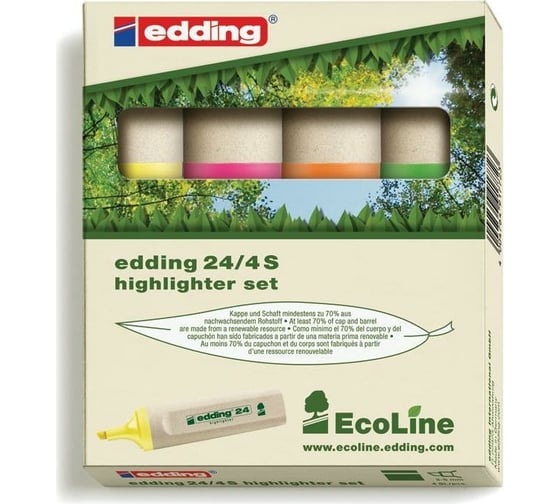 Маркер-выделитель текста Edding ECO E-24/4S 4 шт, 1-5 мм 204293