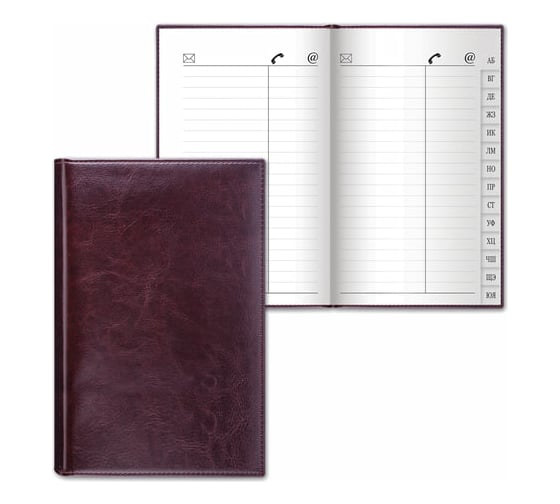 Телефонная книжка BRAUBERG Imperial А5, кожзам, 96л, вырубка, темно-коричневый 123869 1