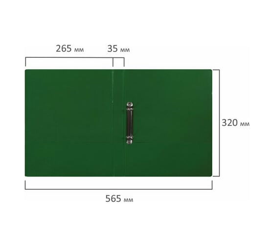 Папка  на 2 кольцах BRAUBERG картон/ПВХ, 35 мм, зеленая, до 180 листов 228379