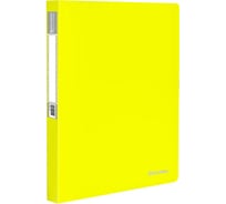 Неоновая папка на 2 кольцах BRAUBERG Neon 25 мм, внутренний карман, желтая, до 170 листов, 0,7 мм 227457