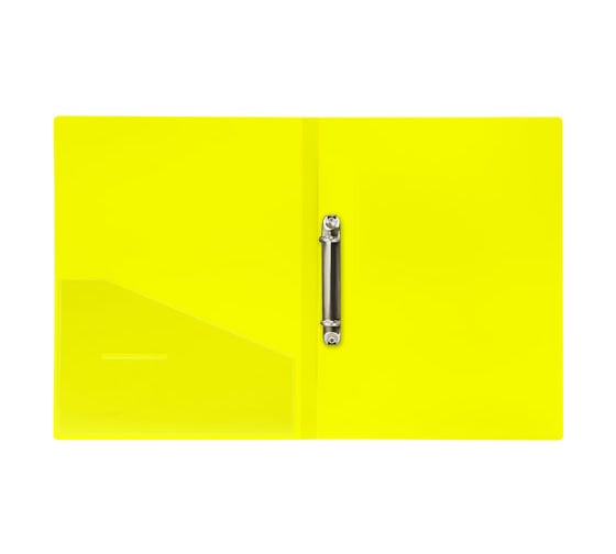 Неоновая папка на 2 кольцах BRAUBERG Neon 25 мм, внутренний карман, желтая, до 170 листов, 0,7 мм 227457