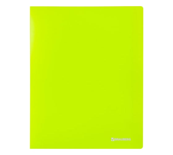 Неоновая папка на 2 кольцах BRAUBERG Neon 25 мм, внутренний карман, зеленая, до 170 листов, 0,7 мм 227456