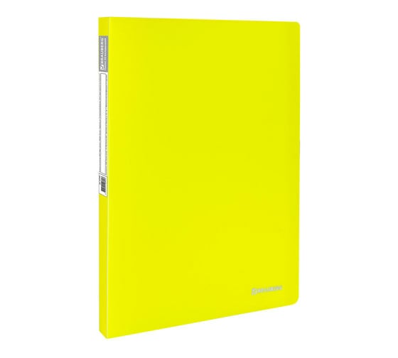Неоновая папка BRAUBERG Neon 20 вкладышей, 16 мм, желтая, 700 мкм, 227449 1