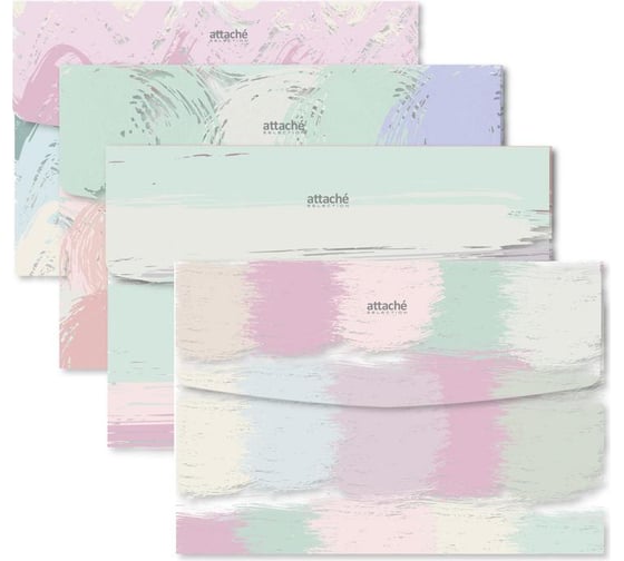 Папка-конверт на кнопке Attache Selection Pastel А5, 4 шт, ассорти 1216783