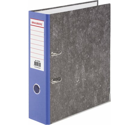 Папка-регистратор BRAUBERG усиленный корешок, мраморное покрытие, 80 мм, с уголком, синяя 228028