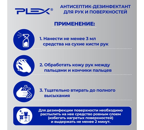 Антисептик для рук и поверхностей PLEX 500 мл УТ000004383