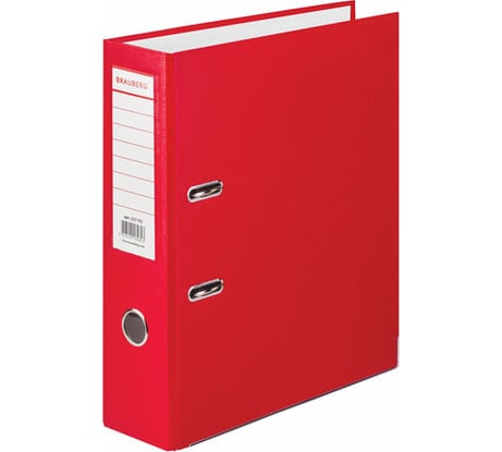 Папка-регистратор с покрытием из ПВХ BRAUBERG 80 мм, с уголком, красная, удвоенный срок службы 227192