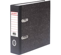 Вертикальная папка-регистратор BRAUBERG малый формат 148x210 мм, А5, 70 мм, покрытие мраморное, черная 221721