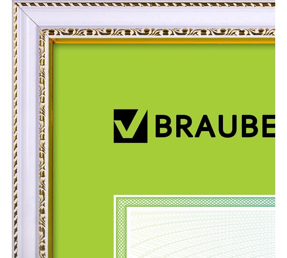 Рамка BRAUBERG HIT4, 30х40 см, пластик, багет 30 мм, белая с двойной позолотой, стекло, 391002