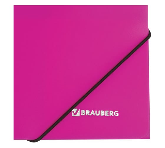 Неоновая папка BRAUBERG Neon на резинках, розовая, до 300 листов, 0.5мм 227462