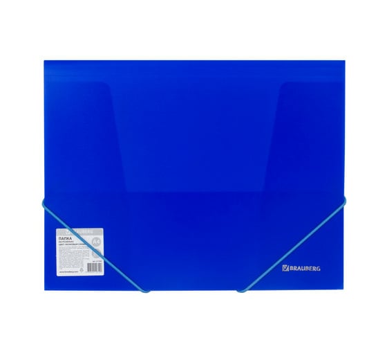 Неоновая папка BRAUBERG Neon на резинках, синяя, до 300, листов, 0.5мм 227463