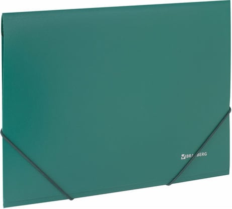 Папка BRAUBERG Стандарт на резинках, зеленая, до 300 листов, 0.5мм 221621