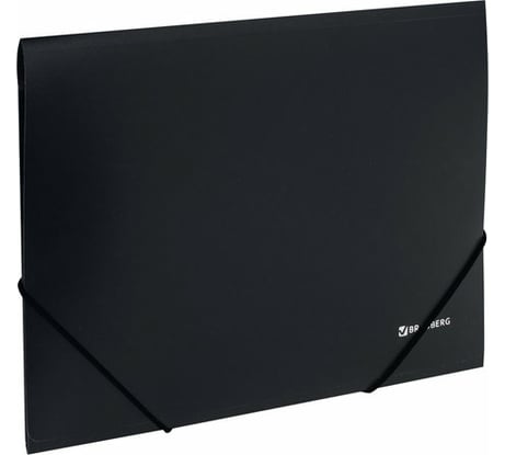 Папка BRAUBERG Стандарт на резинках, черная, до 300 листов, 0.5мм 221624