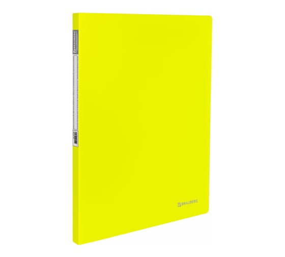 Папка BRAUBERG Neon с металлическим скоросшивателем и внутренним карманом, желтая, до 100 листов, 0.7 мм 227465 1