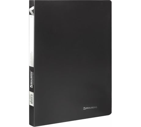 Папка BRAUBERG Office с пластиковым скоросшивателем, черная, до 100 листов, 0.5 мм 222645