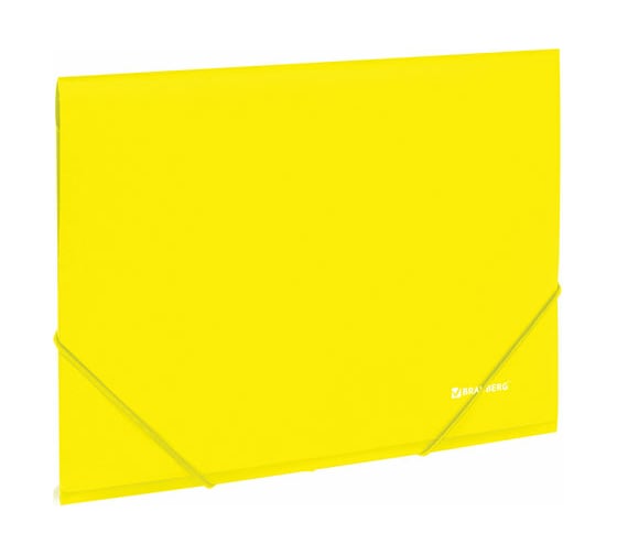 Неоновая папка BRAUBERG Neon на резинках, желтая, до 300 листов, 0.5 мм 227461