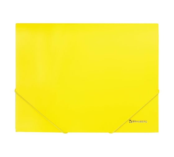 Неоновая папка BRAUBERG Neon на резинках, желтая, до 300 листов, 0.5 мм 227461