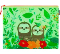 Папка для тетрадей BRAUBERG Sloths A4, водонепроницаемая молния, 34х26 см 229263