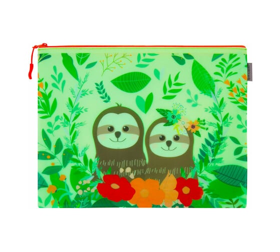 Папка для тетрадей BRAUBERG Sloths A4, водонепроницаемая молния, 34х26 см 229263 1