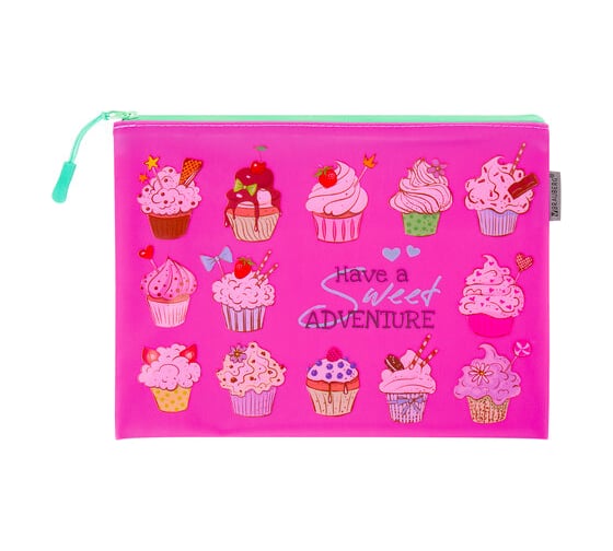 Папка для тетрадей BRAUBERG Cupcakes A5, водонепроницаемая молния, 25х20 см 229260