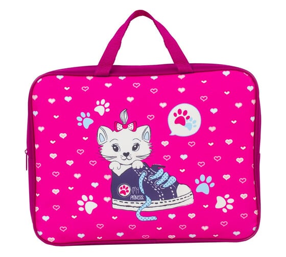Папка BRAUBERG Kitten&sneakers на молнии с ручками, А4, ткань, ширина 80 мм 229401
