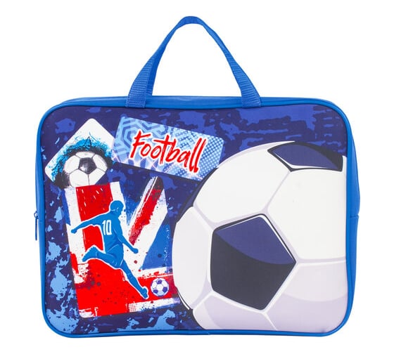 Папка BRAUBERG Football на молнии с ручками, А4, ткань, ширина 80 мм 229404