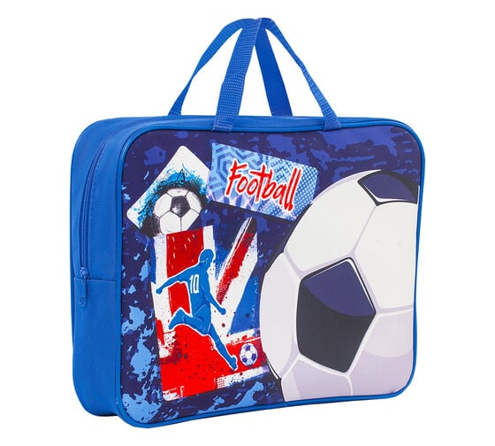 Папка BRAUBERG Football на молнии с ручками, А4, ткань, ширина 80 мм 229404