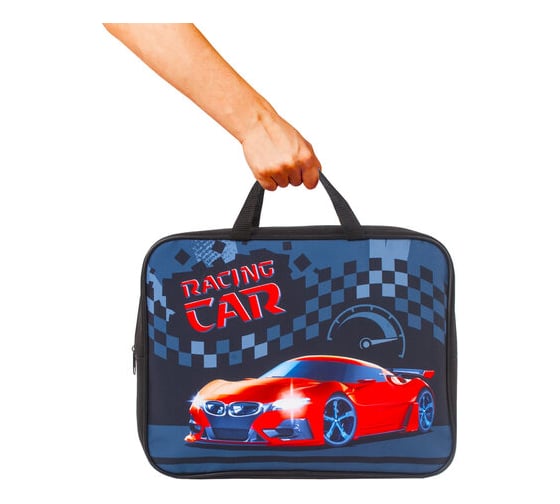 Папка BRAUBERG Racing Car на молнии, с ручками, А4, ткань, ширина 80 мм 229403