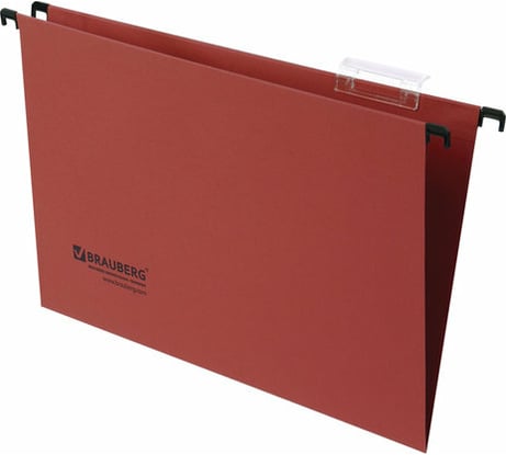 Подвесные папки BRAUBERG Foolscap А4, 406x245 мм, до 80 листов, КОМПЛЕКТ 10 шт., красные 231796