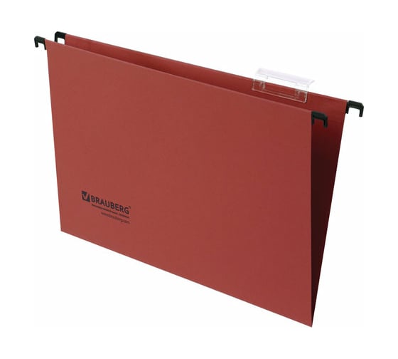 Подвесные папки BRAUBERG Foolscap А4, 406x245 мм, до 80 листов, КОМПЛЕКТ 10 шт., красные 231796
