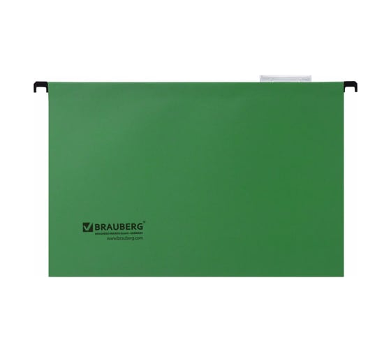 Подвесные папки BRAUBERG Foolscap А4, 406x245 мм, до 80 листов, КОМПЛЕКТ 10 шт., зеленые 231795