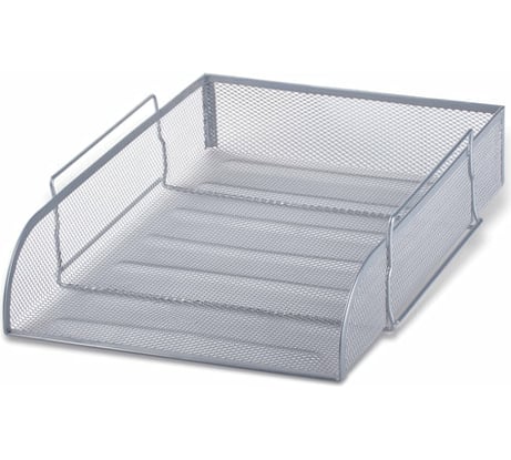 Горизонтальный металлический лоток для бумаг BRAUBERG Germanium А4 260x337x77 мм, серебристый 231955