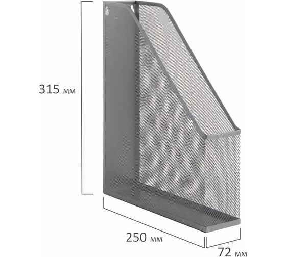 Вертикальный металлический лоток для бумаг BRAUBERG Germanium 250х72х315 мм, серебряный 231949