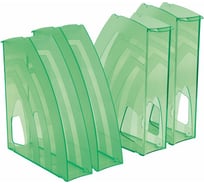 Вертикальный тонированный лоток для бумаг BRAUBERG КОМПЛЕКТ 4 шт, 240х70х270 мм, зеленый 237236