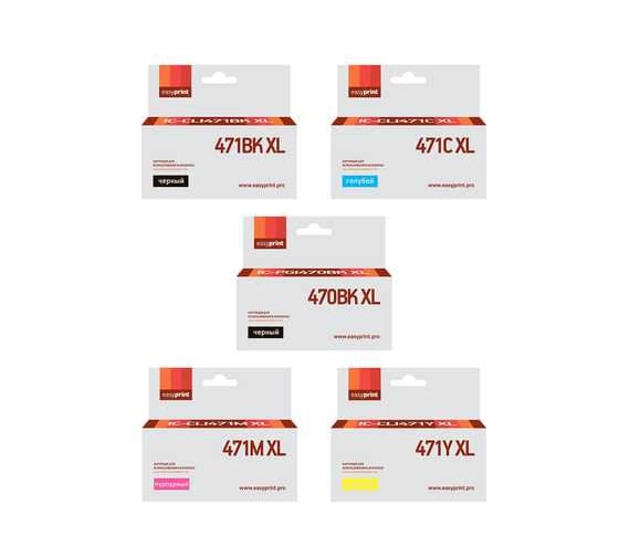 Комплект картриджей EasyPrint (PGI-470BK XL/CLI-471 XL) для Canon: PGI-470BK XL/CLI-471 XL, пигментный IC-CLI471XL_SET 1
