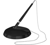 Настольная шариковая ручка BRAUBERG Стенд-Пен Блэк2, синяя, цепочка, черный корпус, линия письма 0,5 мм, 141347